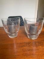 2 glazen windlichten, Ophalen of Verzenden, Zo goed als nieuw, Overige materialen, Minder dan 25 cm