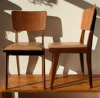 Vintage Deense Teak Eetkamerstoelen / danish dining chairs, Gebruikt, Twee, Bruin, Overige materialen