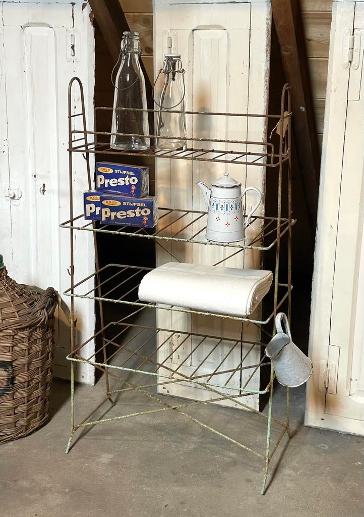 Brocante oud sleets ijzeren rekje 4 laags, Antiek en Kunst, Ophalen of Verzenden