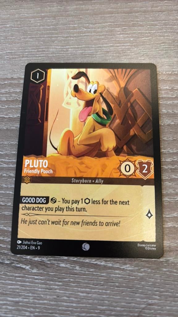 Disney Lorcana Pluto friendly Pooch 21-204 9FAB nonfoil, Ophalen of Verzenden, Zo goed als nieuw, Losse kaart