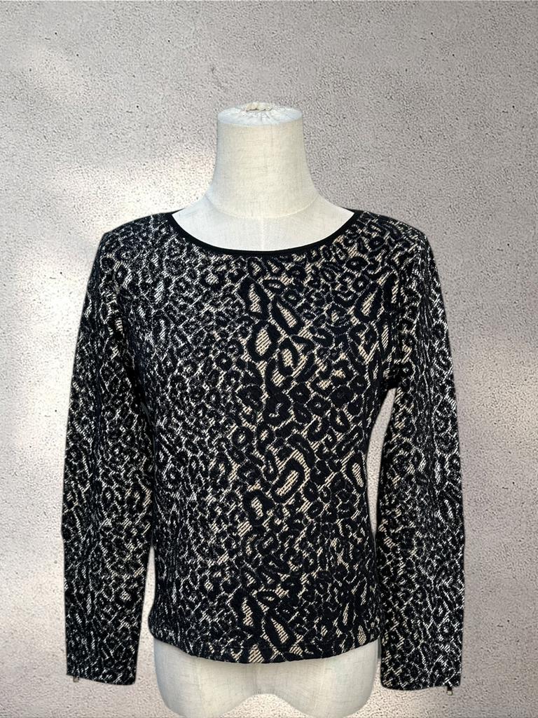 Vanilia Black Beige Pattern Knit  Top Slim Fit EU 36, Ophalen of Verzenden, Zo goed als nieuw, Beige