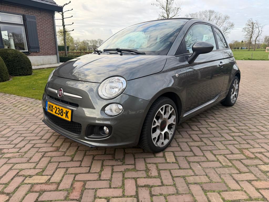 Fiat 500 cabrio 0.9 Twinair AUTOMAAT 2015 Grijs, Auto's, Fiat, 40 €/maand, Zwart, Cabriolet, Origineel Nederlands