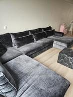 U-bank Croco Velvet Grijs Antraciet, Huis en Inrichting, Banken | Bankstellen, Gebruikt, Hoekbank, 300 cm of meer, Ophalen of Verzenden