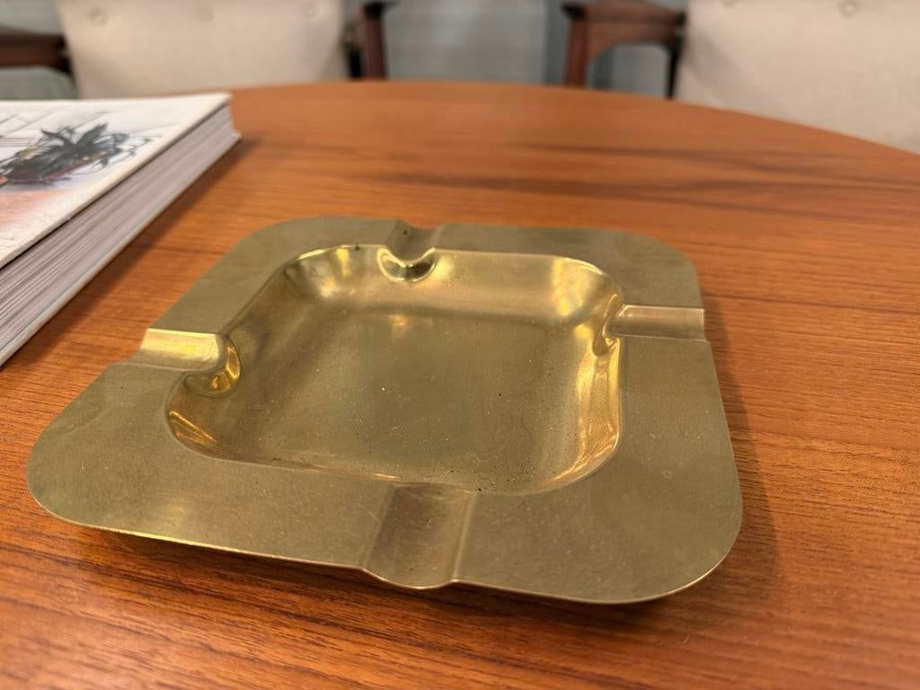 Massief Messing Asbak - Vintage Jaren '70 - 18,5x18,5 cm, Verzamelen, Ophalen of Verzenden, Huis en Inrichting