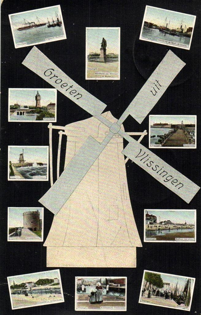Groeten uit Vlissingen - 11 afb o.a Nieuwendijk, Badhuis - 1, Verzenden, Voor 1920, Gelopen, Zeeland