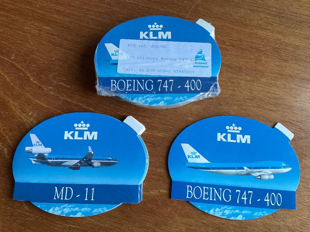 KLM stickers 747 en MD11, Verzamelen, Ophalen of Verzenden, Zo goed als nieuw, Overige typen