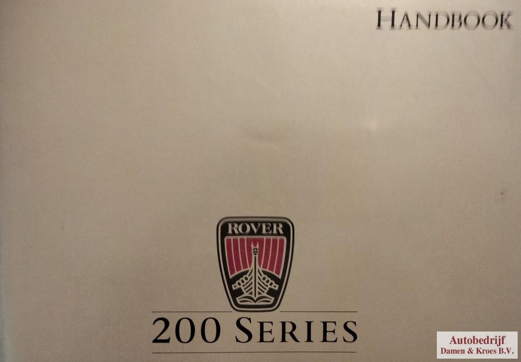 Handboek Rover 200 Series Rover 213 AKM5520 (Engelstalig), Ophalen of Verzenden
