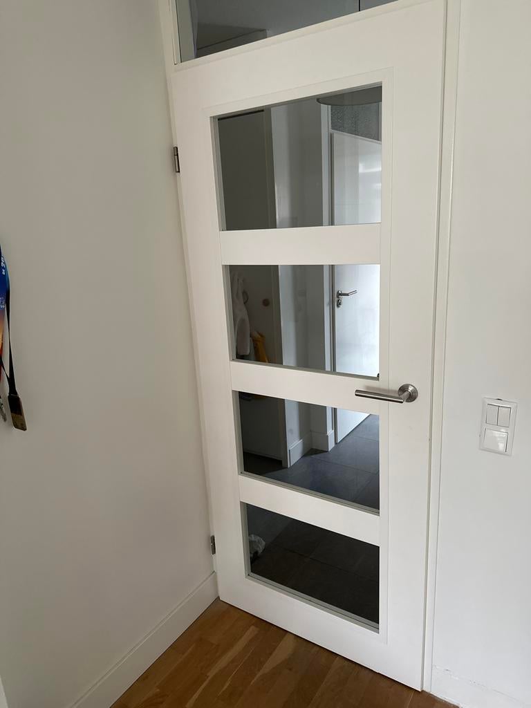 Svedex binnendeur 83x201 cm met glaspanelen, Doe-het-zelf en Verbouw, Deuren en Horren, Ophalen, Gebruikt, 80 tot 100 cm, Binnendeur