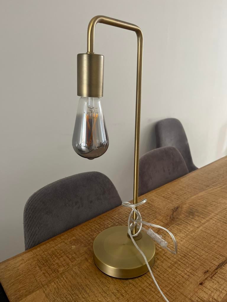 Gouden tafellamp met aan/uit schakelaar, Ophalen of Verzenden, Zo goed als nieuw, Metaal, Minder dan 50 cm