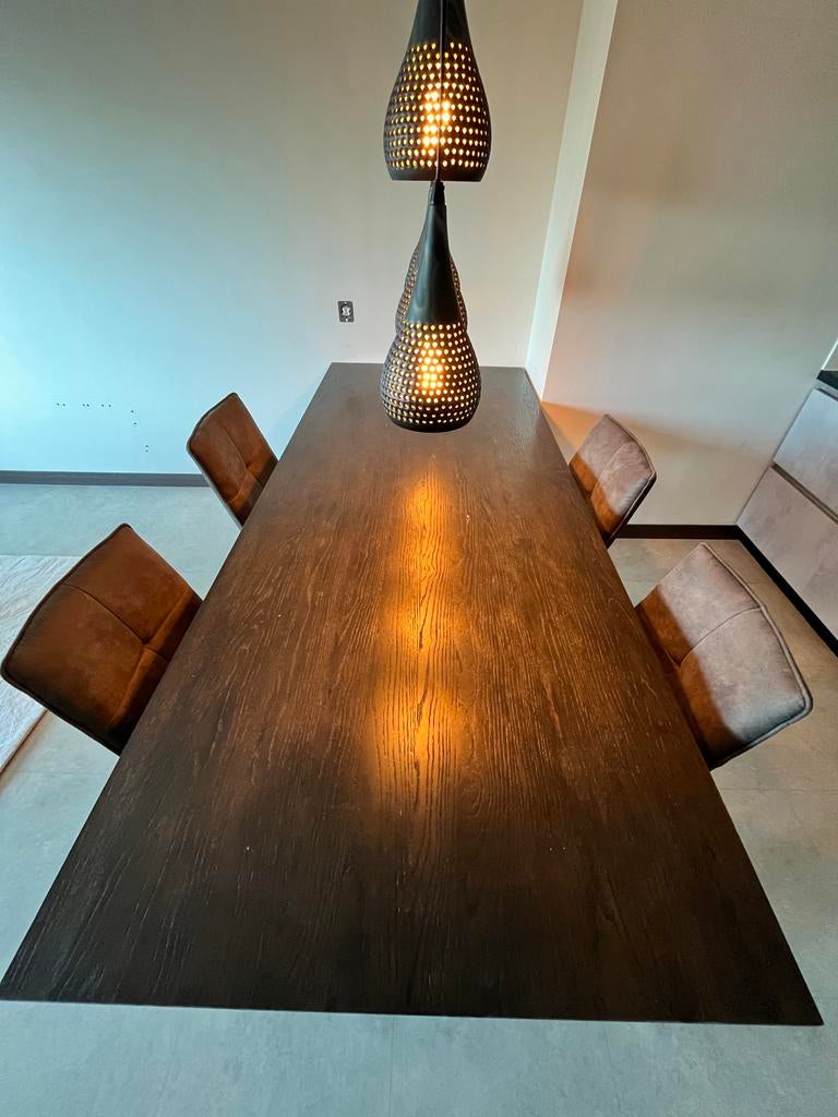 Donkerbruine eettafel, Huis en Inrichting, Tafels | Eettafels, Gebruikt, 50 tot 100 cm, 200 cm of meer, Vier personen, Rechthoekig