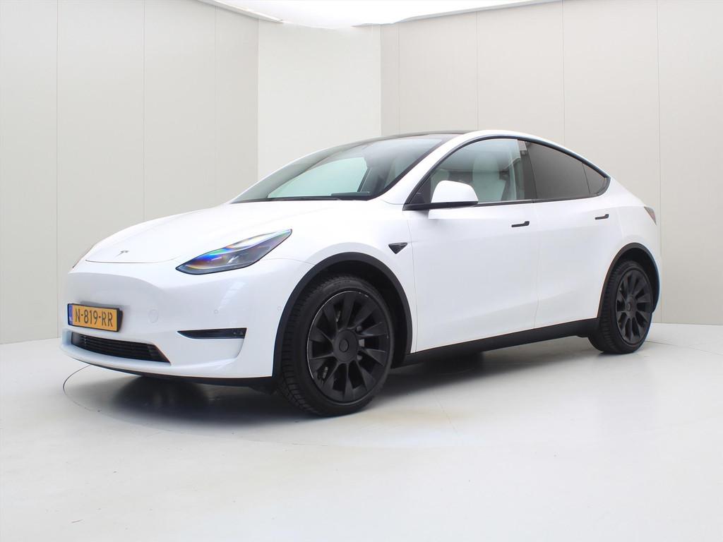 Tesla Model Y Long Range AWD 351pk [ WIT LEDER+AUTOPILOT+20, Auto's, Tesla, Automaat, Gebruikt, Wit, Origineel Nederlands