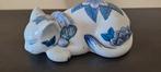 Porseleinen kat beeldje, blauw-wit, Antiek en Kunst, Antiek | Porselein, Ophalen of Verzenden