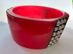 Roze /rood Resin brede armband, Verzenden, Zo goed als nieuw, Rood, Kunststof of Plastic