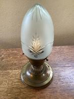 Antieke Lamp. Messing Armatuur met Geslepen Crystel Glas, Ophalen of Verzenden
