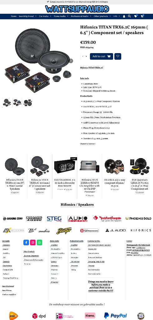 Hifonics TITAN TRX6.2C 165mm ( 6.5'' ) Composet/speakers, Auto diversen, Autospeakers, Audio-design, Nieuw, Am Breilingsweg 3, 76709 Kronau, Duitsland