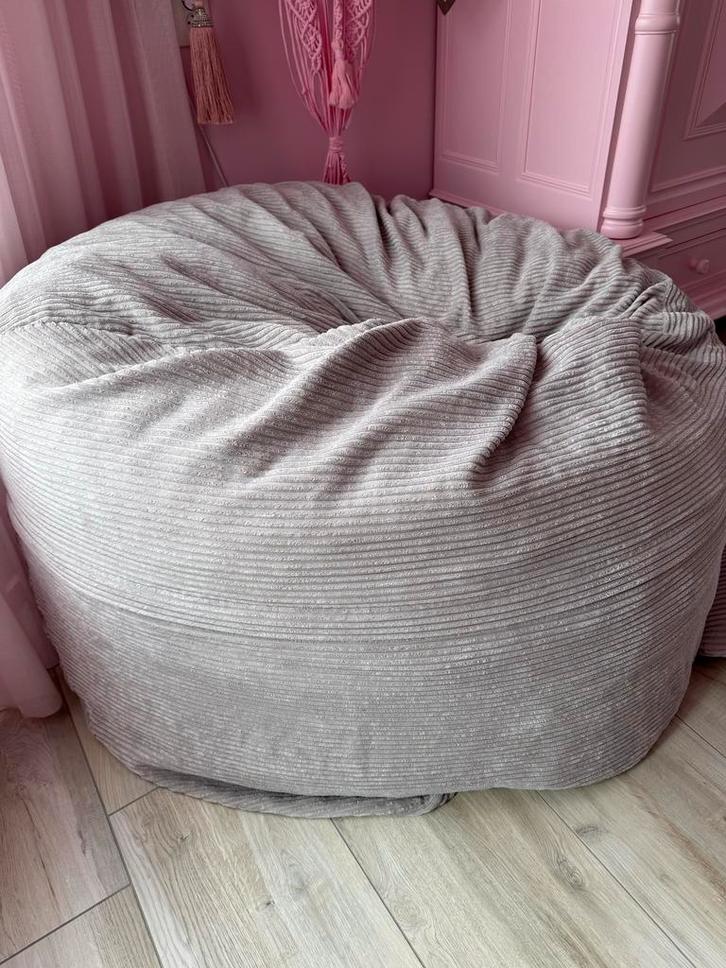 Grote Vetzak zitzak (large) met extra hoes, Huis en Inrichting, Zitzakken, Gebruikt, Zitzak, Grijs, Ophalen