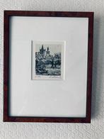 Zwart-wit tekening van de Karelsbrug in Praag, Antiek en Kunst, Kunst | Etsen en Gravures, Ophalen