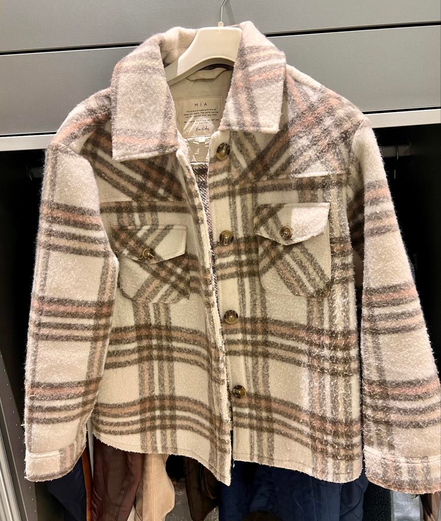 Nukus Mia geruit jacket maat L (40/42), Kleding | Dames, Jassen | Zomer, Beige, Maat 42/44 (L), Ophalen of Verzenden, Zo goed als nieuw