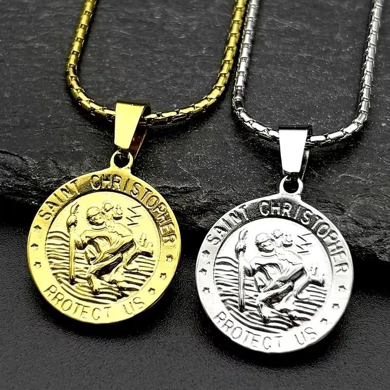 Sint Christoffel hangers met ketting zilver- en goudkleurig, Overige materialen, Overige kleuren, Nieuw, Ophalen of Verzenden