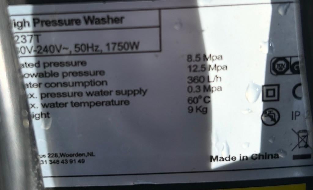 Hogedruk reiniger, Ophalen, Zo goed als nieuw, Elektrisch, Onbekend