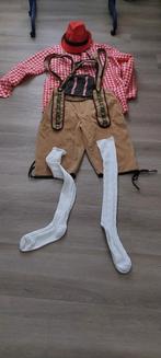 Oktoberfest Lederhosen Kostuum met Geruit Hemd en Hoed, Maat 52/54 (L), Onbekend, Ophalen of Verzenden, Kleding