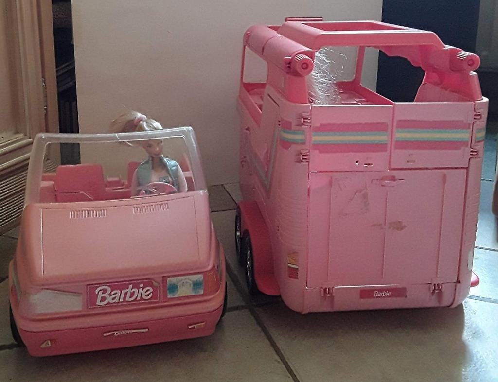 Vintage Mattel barbie paardentrailer met auto, barbie, paard, Ophalen, Gebruikt, Accessoires