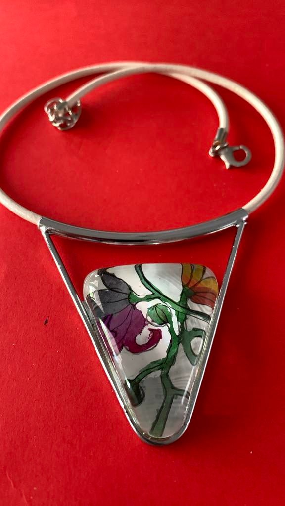 Collier met glas hanger, Overige kleuren, Nieuw, Ophalen of Verzenden, Overige materialen