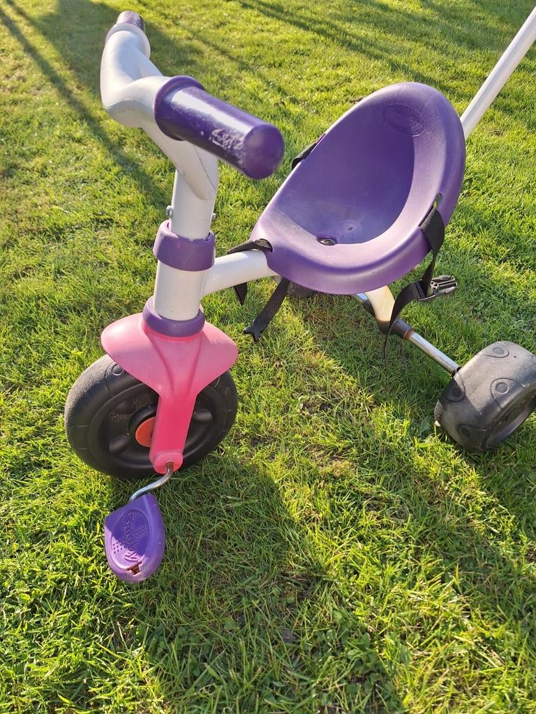 Kinder driewieler met duwstang - roze/paars, Ophalen, Terugtraprem, Gebruikt, Onbekend