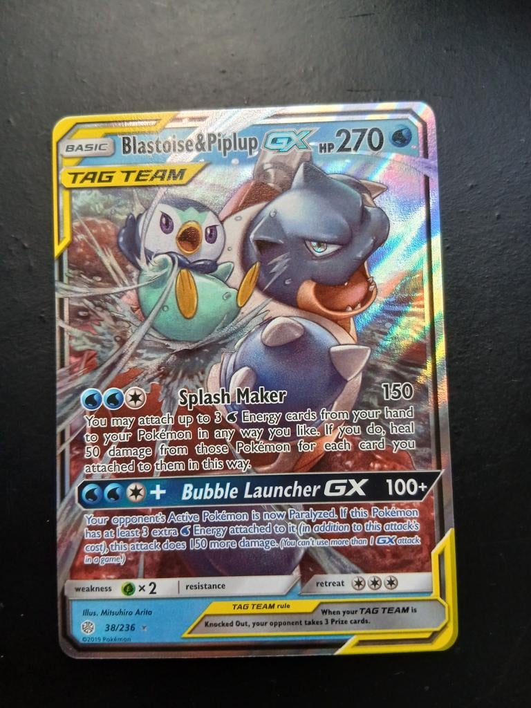 Blastoise & piplup gx cosmic eclipse pokemon kaart, Ophalen, Zo goed als nieuw