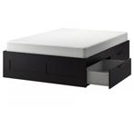 Ikea bed met lades 160x200, Ophalen, Gebruikt, Zwart, Tweepersoons