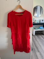 Frank Walder Rode Jurk met Ruches, maat L, Maat 42/44 (L), Ophalen of Verzenden, Zo goed als nieuw, Boven de knie