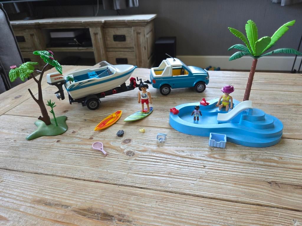 Playmobil Zwembad & Surf Set met Auto en Boot, Kinderen en Baby's, Speelgoed | Playmobil, Ophalen of Verzenden, Zo goed als nieuw