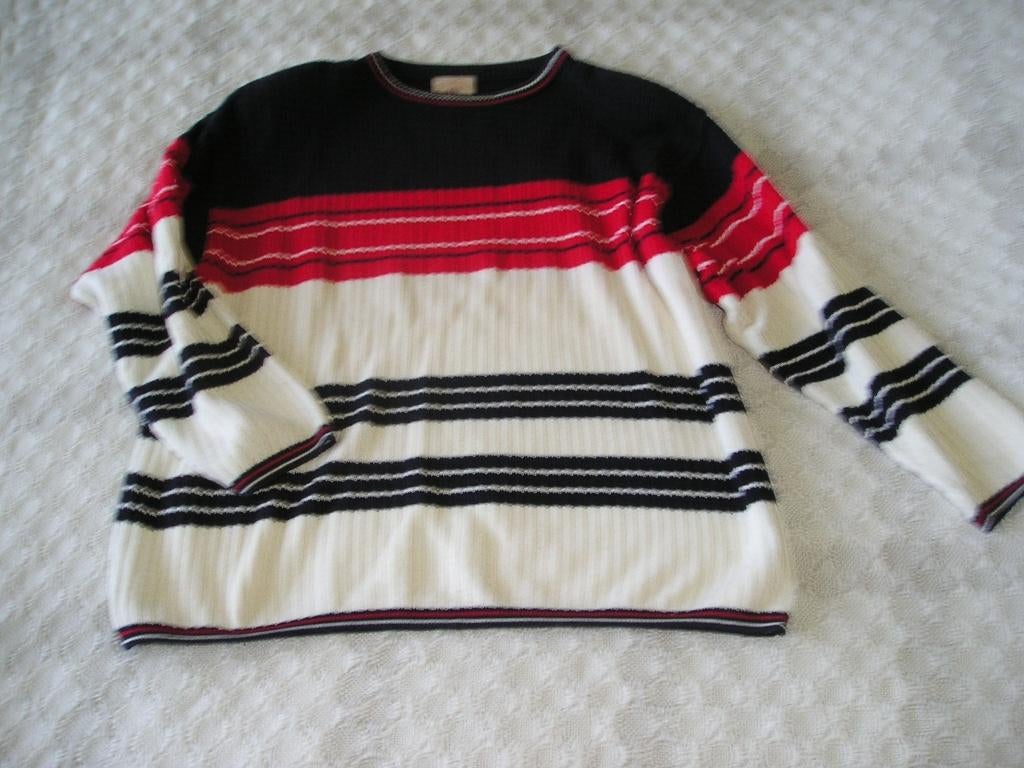 sportieve wit/blauw/rode trui Gina Umberto maat L, Kleding | Dames, Ophalen, Overige kleuren, Maat 42/44 (L), Gina Umberto