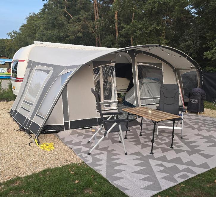 Voortent Unico Genua 3.20 mtr diep, maat 12 Carbon Grey, Caravans en Kamperen, Voortenten en Luifels, Gebruikt, Ophalen