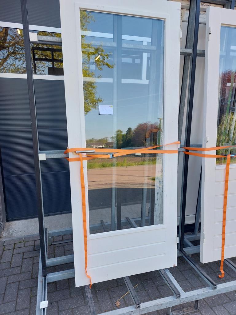 Hardhouten achterdeur met dubbelglas, Gevelraam of Ruit, Gebruikt, Dubbelglas, 160 cm of meer