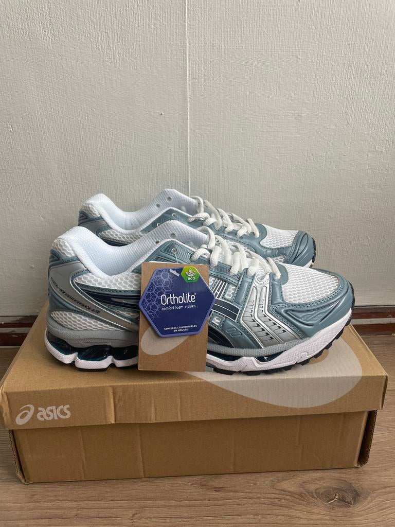 ASICS Kayano 14 White/Fjord Grey 42, Nieuw, Ophalen of Verzenden, Wit, Sportschoenen