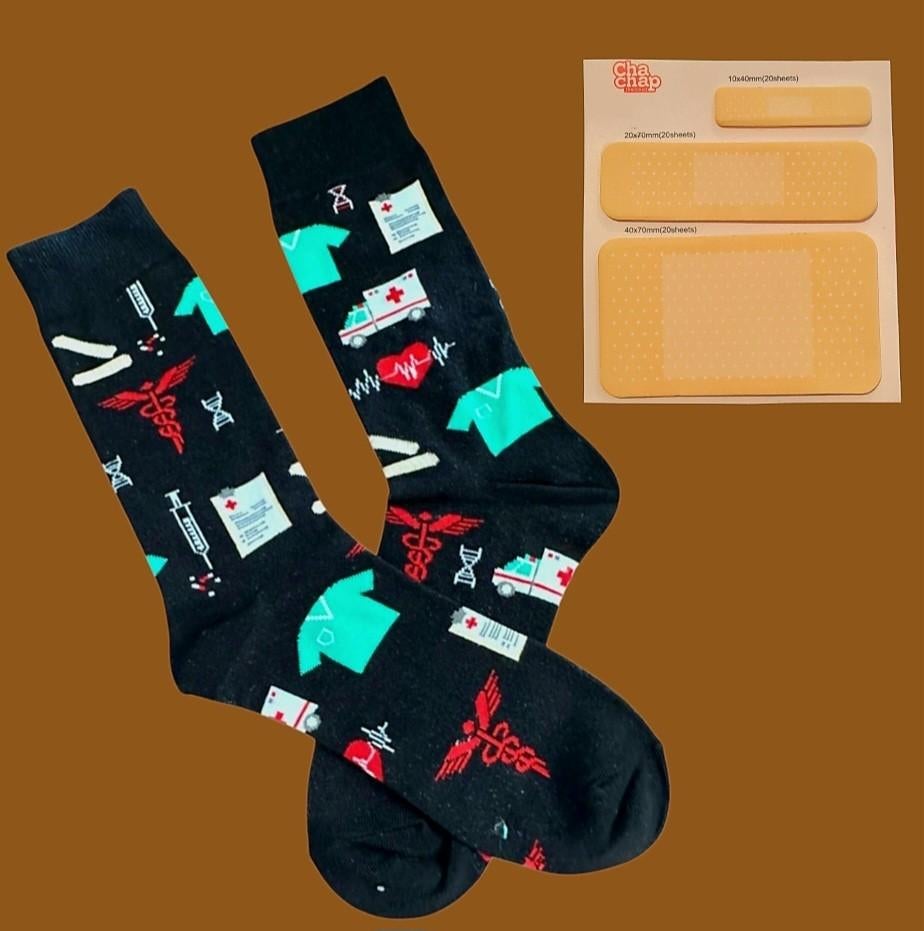 ZIEKENHUIS SOKKEN + PLEISTERS (ZELFKLEVENDE MEMO BLAADJES), Kleding | Heren, Sokken en Kousen, Ophalen of Verzenden, Nieuw