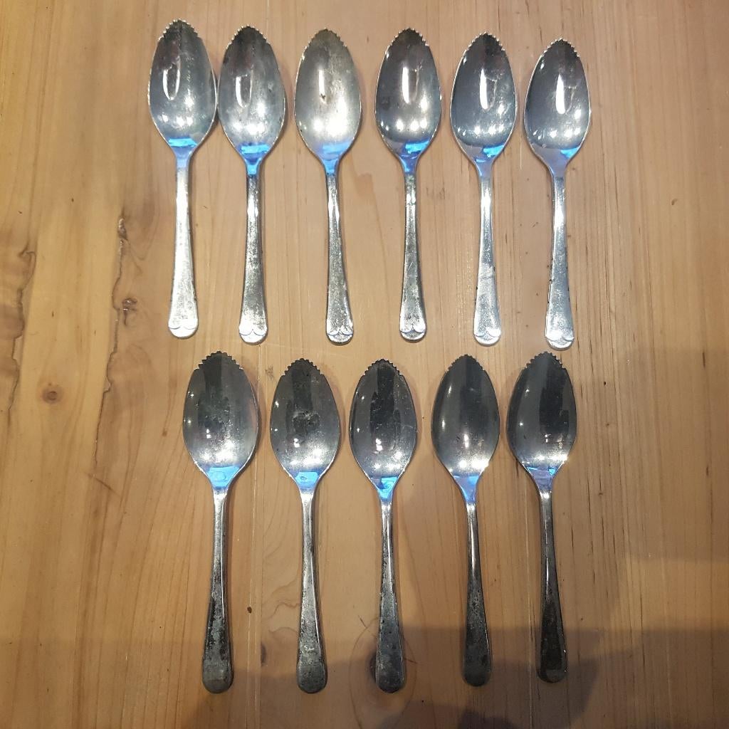 11x lepeltjes, verzilverd 14cm h x 3cm b, Ophalen of Verzenden, Rvs of Chroom, Los bestek