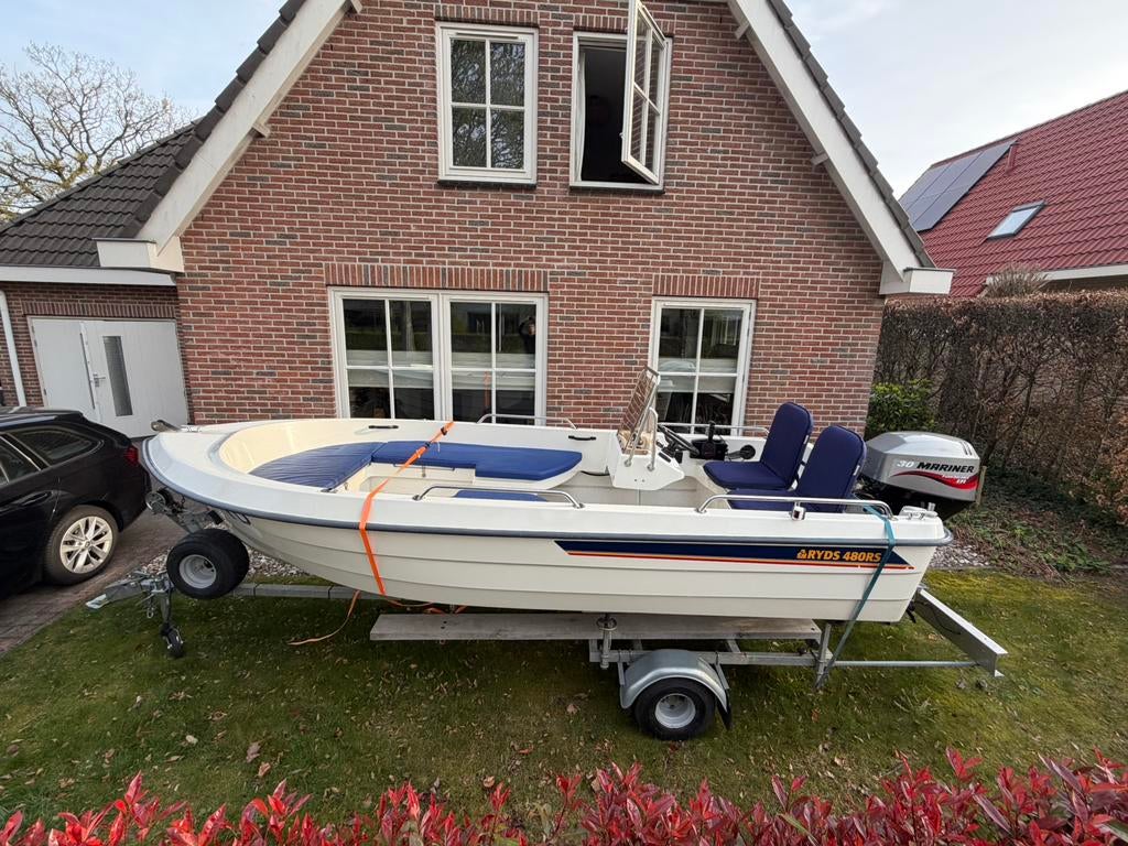Ryds 480 RS 40 PK Viertakt + Trailer - Vaarklaar Consoleboot, Ophalen, Gebruikt, 30 tot 50 pk, 3 tot 6 meter