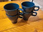 Set van 4 donkerblauwe koffiemokken, Huis en Inrichting, Ophalen, Gebruikt, Keramiek, Effen