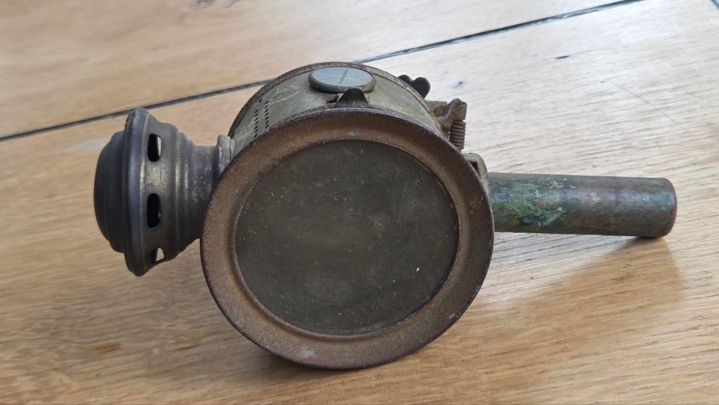 Antieke kaarslamp lantaarn voor paarden koets auto fiets, Verzenden, Gebruikt, Auto's