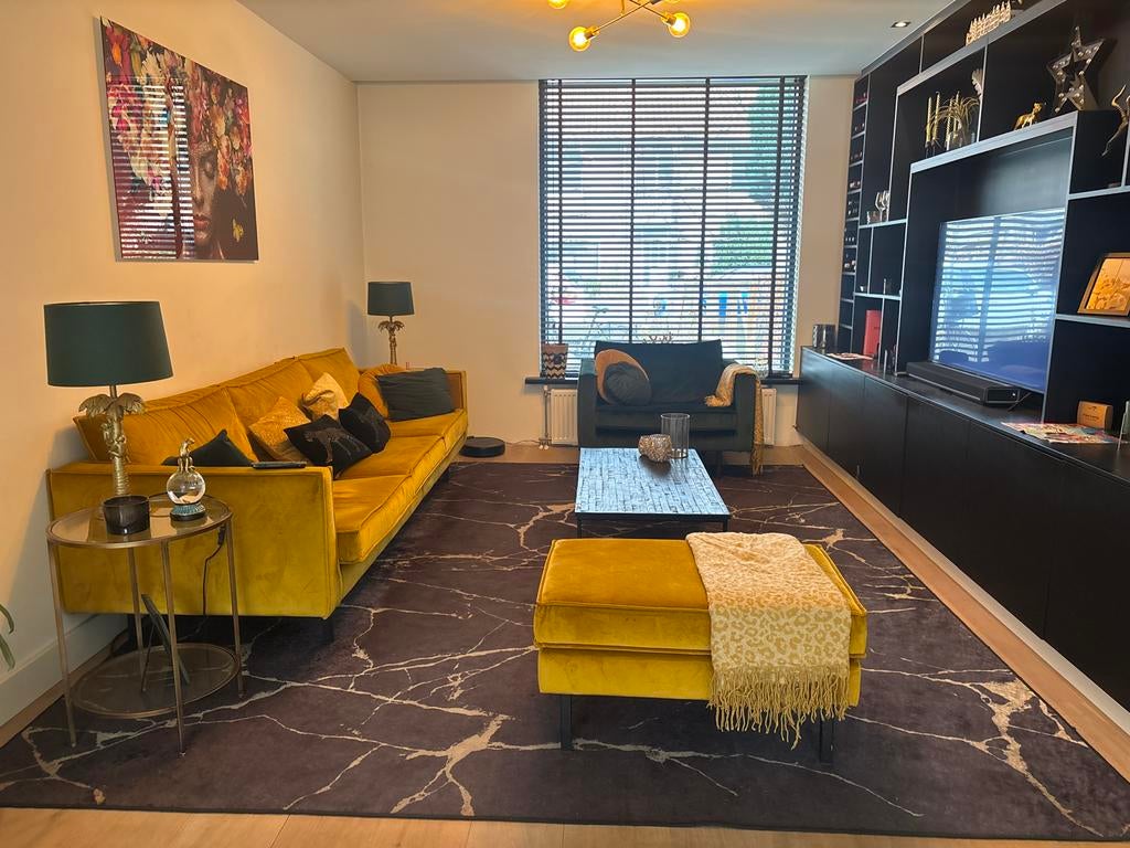 Garda rug company vloerkleed laagpolig zwart marmer print, Ophalen, Gebruikt, Zwart, 200 cm of meer