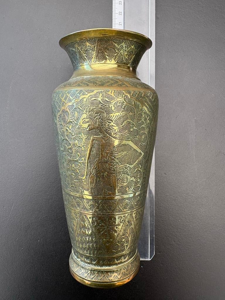 Vintage messing koperen vaas, Ophalen of Verzenden