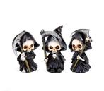 3-delige The Reaper Mini Schedel set met Zeis Halloween, Ophalen of Verzenden, Nieuw, Overige typen, Halloween of Griezel