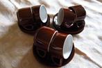 nieuw - 6 gezellige donker bruine espresso kopjes + schotel, Nieuw, Ophalen of Verzenden, Overige stijlen, Kop(pen) en/of Schotel(s)