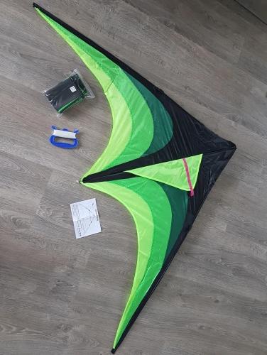 Grote 160cm groen zwarte vlieger kite lijn lijns eenlijns, Sport en Fitness, Vliegeren, Verzenden, Nieuw, Eenlijns, Vlieger