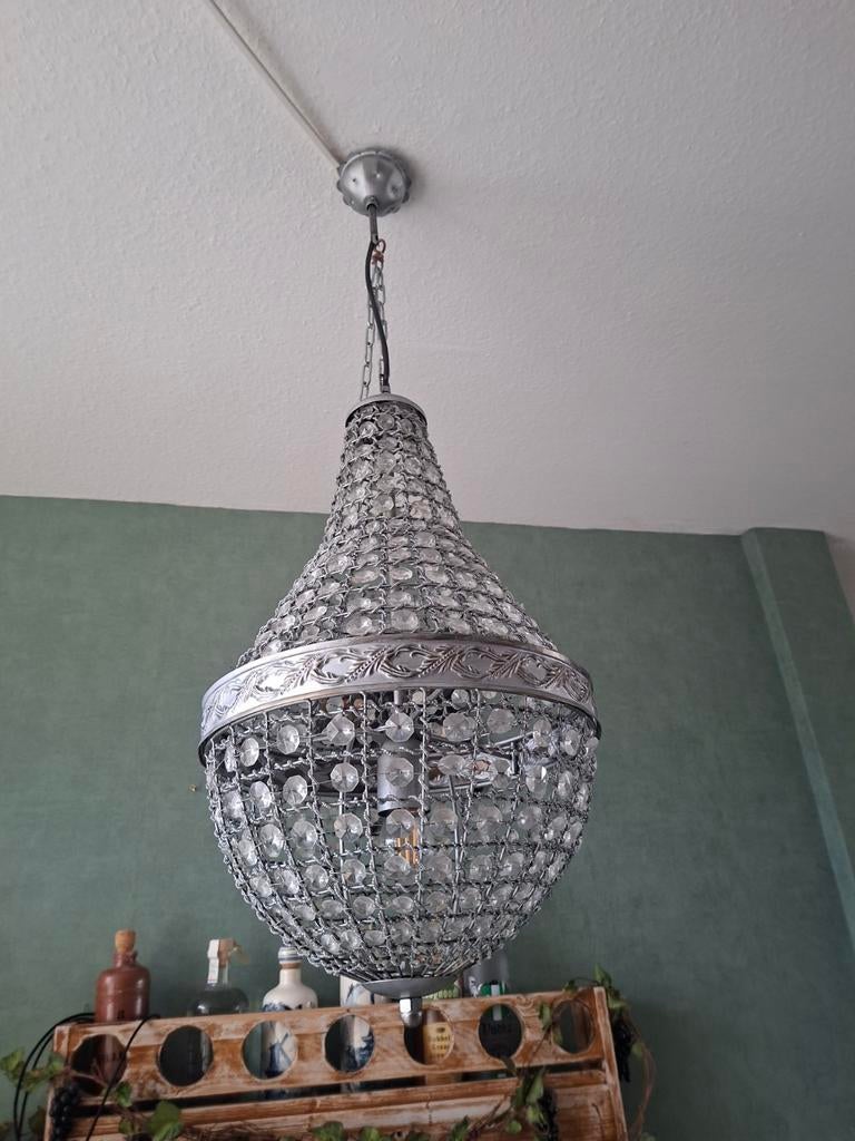 Prachtige kristallen hanglamp - Sfeervolle verlichting, Ophalen, Zo goed als nieuw, Glas, Klassiek, Modern, Glamour