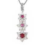 Ketting  18 karaat Witgoud Robijn - Diamant, Met hanger, Wit, Nieuw, Ophalen of Verzenden