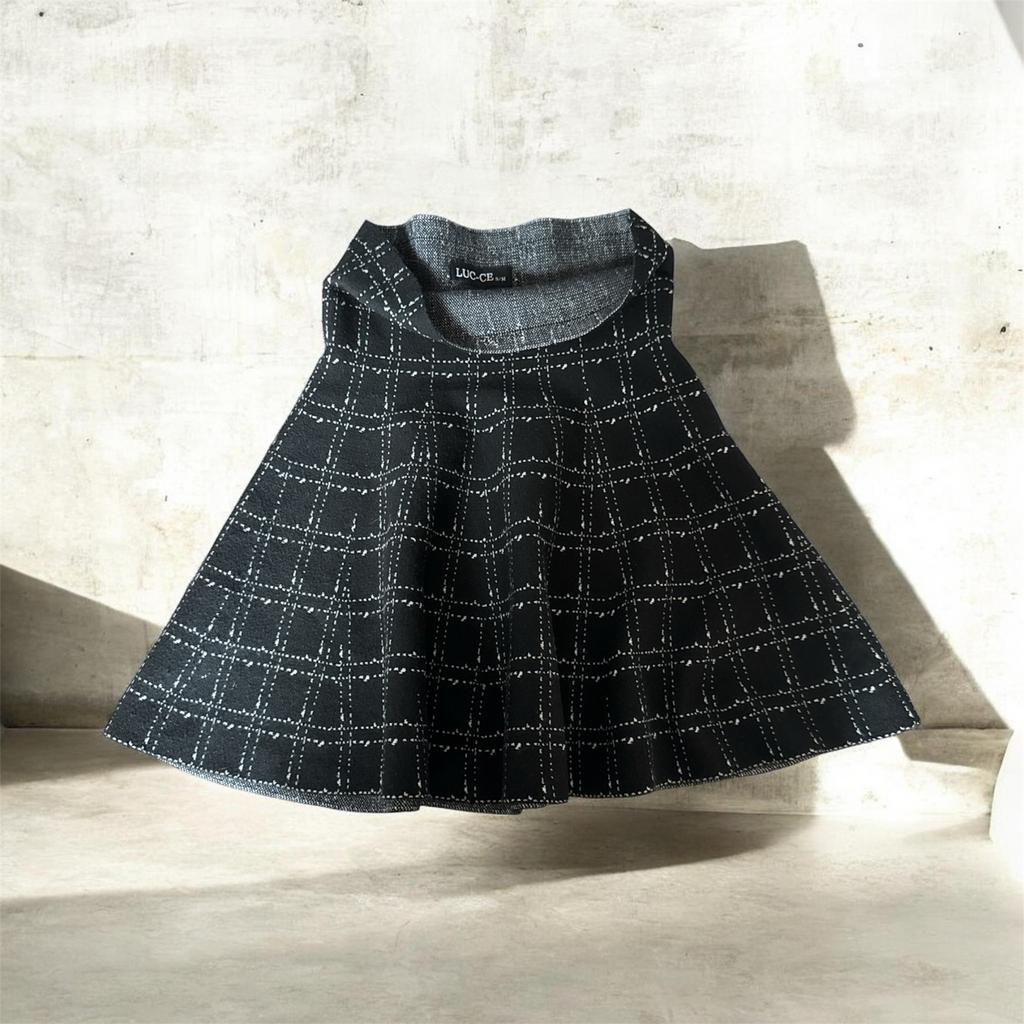 Zwarte geruite rok van zachte stof, maat S/M, Kleding | Dames, Rokken, Maat 38/40 (M), Verzenden, Zwart, Gedragen