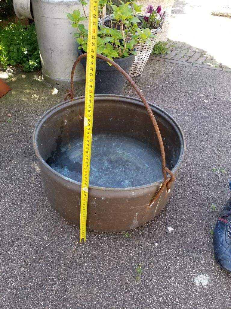 Koperen ketel, Tuin en Terras, Ophalen, Gebruikt, Minder dan 60 cm, Rond